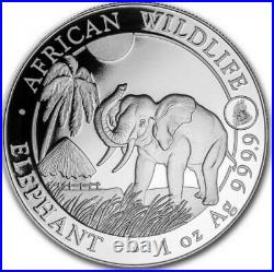 2017 1 Oz Silver 100 Shillings Somalia AFRICAN ELEPHANT With Rooster Privy Coin