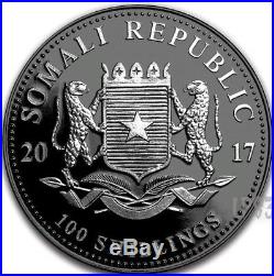 2017 1 Oz Silver SOMALIAN ELEPHANT ENIGMA Coin WITH 24K BLACK RUTHENIUM