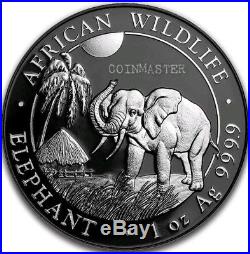 2017 1 Oz Silver SOMALIAN ELEPHANT ENIGMA, Ruthenium Coin