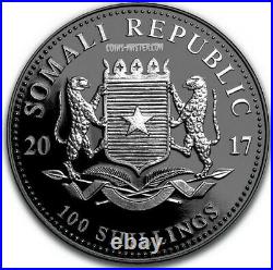 2017 1 Oz Silver SOMALIAN ELEPHANT ENIGMA Ruthenium Coin