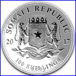 2017 1 Oz Silver SOMALIAN SHADOW ELEPHANT Coin, RUTHENIUM