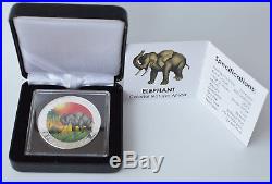 2017 1oz. 999 Somalia African Elephant Colorized Box & Coa (Mint Condition)