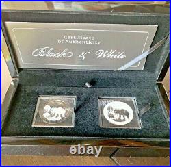 2017 2 Oz Silver BU SOMALIAN BLACK & WHITE 2 AFRICAN ELEPHANT Bullion Coins SET