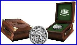 2017 5000 Francs ELEPHANT Big Five Mauquoy Antique Finish 5 Oz Silver Coin