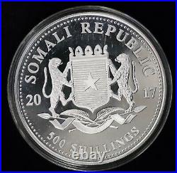 2017 $500 Shilling Somali Republic African Wildlife Elephant 5 oz Silver Coin