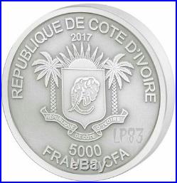 2017 5 Oz Silver ELEPHANT BIG FIVE Mauquoy Coin 5000 Francs Ivory Coast
