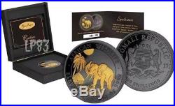 2017 5 Oz Silver GOLDEN ENIGMA ELEPHANT Coin WITH RUTHENIUM AND 24K GOLD GILDED
