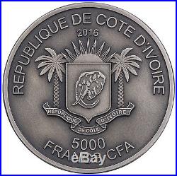 2017 Ivory Coast 5 Ounce Big 5 Elephant Mauquoy High Relief Silver Proof Coin