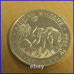 2017 NWT Somalia 100 Schillings Elephant 1oz Silver 99.9% Coin Within a Zip