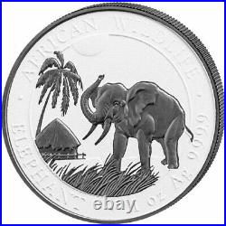 2017 SOMALIAN WHITE AND BLACK AFRICAN ELEPHANT Ruthenium 2x1 Oz Silver Coin Set