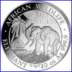 2017 SOMALIA SILVER ELEPHANT 10 oz Coin in Capsule African Wildlife. 9999 BU