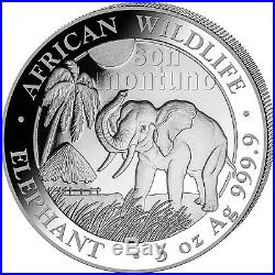 2017 SOMALIA SILVER ELEPHANT 5 oz Coin in Capsule African Wildlife. 9999 BU