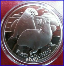 2017 Silver Proof 1 Oz Coin Elephant Seal Georgia & Sandwich Islands Box/coa