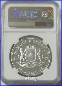 2017 Silver Somalia 100 Shillings Elephant Ana Privy Ngc Pl 69 Early Releases