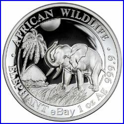 2017 Silver Somalia High Relief African Elephant 1st Day Issue Pcgs Pr70 Dcam