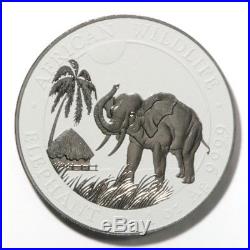 2017 Somali Silver Black & White Ruthenium-covered Elephant Coin Set. Case and C