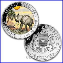 2017 Somalia 2-Coin 1 oz Silver Elephant Set Day/Night (Colored) SKU #103946