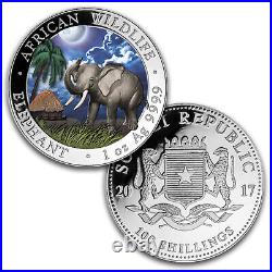 2017 Somalia 2-Coin 1 oz Silver Elephant Set Day/Night (Colored) SKU #103946