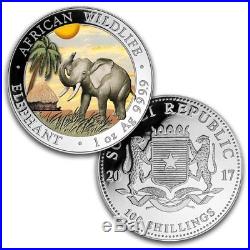 2017 Somalia 2-Coin 1 oz Silver Elephant Set Day/Night (Colored) W103946