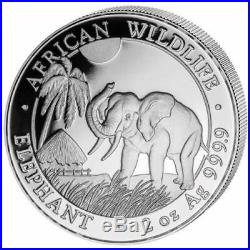 2017 Somalia 2oz 200 Shillings African Wildlife Elephant BU in air-tite