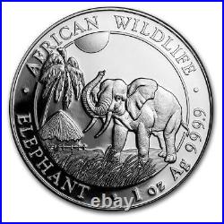 2017 Somalia Africa Wildlife Elephant Sterling Silver 1Oz Coin With Warranty Cap