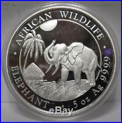 2017 Somalia African Wildlife Elephant 5 Oz 9999 Silver 500 Shillings Coin JX623
