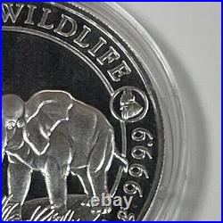 2017 Somalia African Wildlife Elephant Rooster Privy 1 oz. 9999 Fine Silver Coin