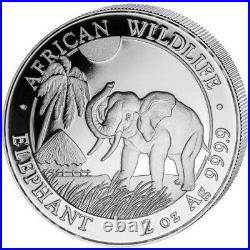 2017 Somalia Elephant 200 Shillings 2 oz Silver 9999 Fine Coin Proof-Like