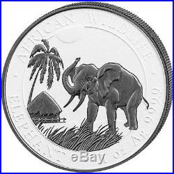 2017 Somalia Elephant Black & White 2 coin set 1 oz Silver Ruthenium Finish