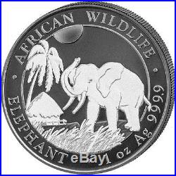 2017 Somalia Elephant Black & White 2 coin set 1 oz Silver Ruthenium Finish