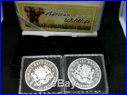 2017 Somalian ELEPHANT DAY & NIGHT Colorized Silver (2 Coin) AFRICAN WILDLIFE