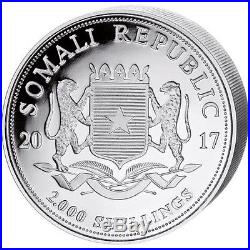 2017 Somalian Elephant 1 Kilo (32.15 Troy Ounces). 9999 Silver BU African Coin