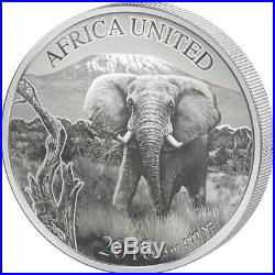 2018 3 oz AFRICA UNITED Elephant Silver Coin Ivory Benin Congo Mali Niger