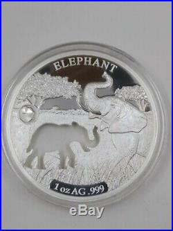 2018 Djibouti 250 Francs 1 oz 999 Silver Prooflike Coin ELEPHANT with Box & COA