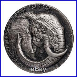 2018 Ivory Coast 1 Kilo African Big 5 Elephant Mauquoy High Relief Silver Coin
