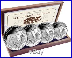 2018 Somali African Wildlife 4 Coin Silver Proof Set box & COA Somalia Elephant