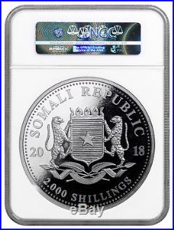 2018 Somalia 1 Kilo Silver Elephant Sh2,000 Coin NGC MS70 ER SKU51589