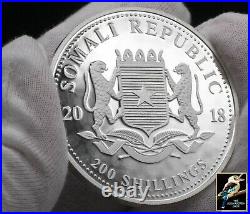 2018 Somalia 200 Shillings Somali Republic Elephant 2 oz. 9999 Silver BU