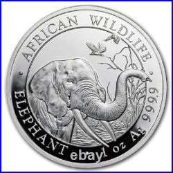 2018 Somalia Africa Wildlife Elephant Sterling Silver 1 Oz Coin With Warranty Ca