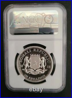 2018 Somalia African Wildlife High Relief Silver Elephant NGC PF69 ULTRA CAMEO