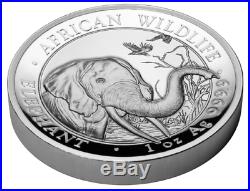 2018 Somalia Elephant Ultra High Relief Proof Silver Coin African Wildlife