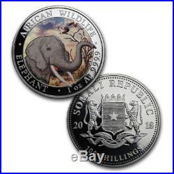 2018 Somalia Silver 100 Shillings Elephant MS70 NGC 2-Coin Set LABEL ERROR