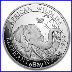 2018 Somalian Elephant 10 oz. 9999 Silver BU Bullion Round Capsuled Coin