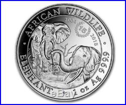 2018 Somalian Elephant 15th Anniversary Jubilee 1 oz Silver Coin (5 coins)
