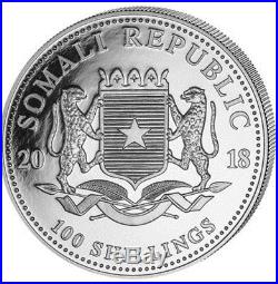 2018 Somalian Elephant 1Oz. 999 Gold Gilded Fine Silver Coin