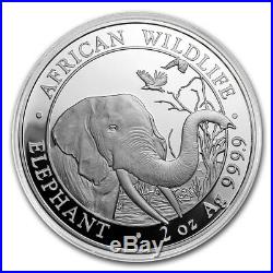 2018 Somalian Elephant 2 oz. 9999 Silver BU Bullion Round Limited Capsuled Coin