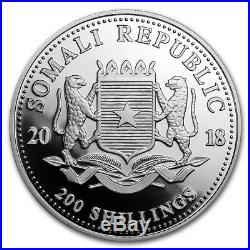2018 Somalian Elephant 2 oz. 9999 Silver BU Bullion Round Limited Capsuled Coin