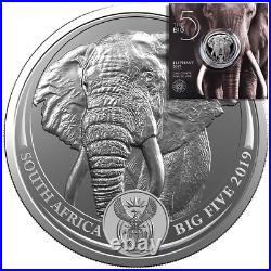 2019 1 Oz Silver Big Five, African Elephant, South Africa