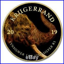 2019 1 Oz Silver The African Big Five VOLTAIC ELEPHANT KRUGERRAND Coin, 24K GOLD