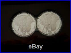 2019 1 oz S. Africa Mint Big-5 Elephant. 999 Silver Proof 2 Coin Set (1000 Sets)
